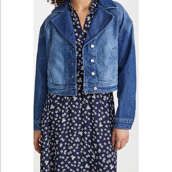 FREE PEOPLE Crop Denim Jean Jacket XS Gemini Wash